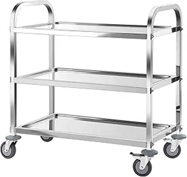 AQNIEGEP 3-Tier Stainless Steel Utility Cart