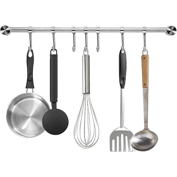 15.6 Wall Mount Stainless Steel Pot Rack with Hooks