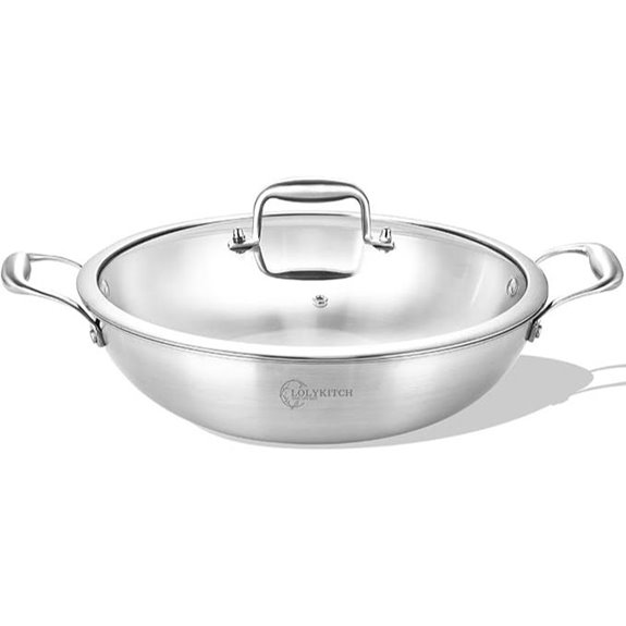 LOLYKITCH 12 Tri-Ply Stainless Steel Wok Pan