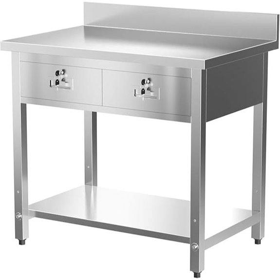 ROVSUN Stainless Steel Work Table with Drawers