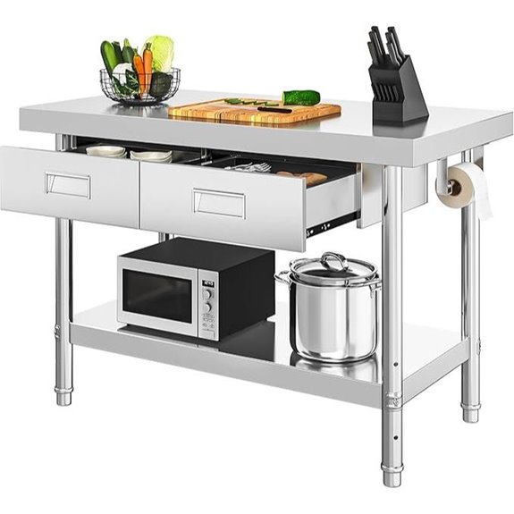 YITAHOME Stainless Steel Work Table with Drawers