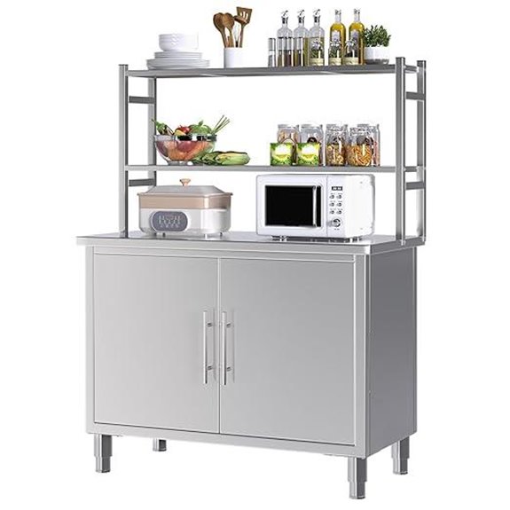Stainless Steel Worktable with Cabinet and Shelf