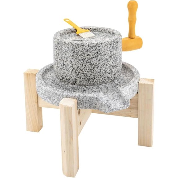 Dry & Wet Stone Grinder Mill with Wooden Stand