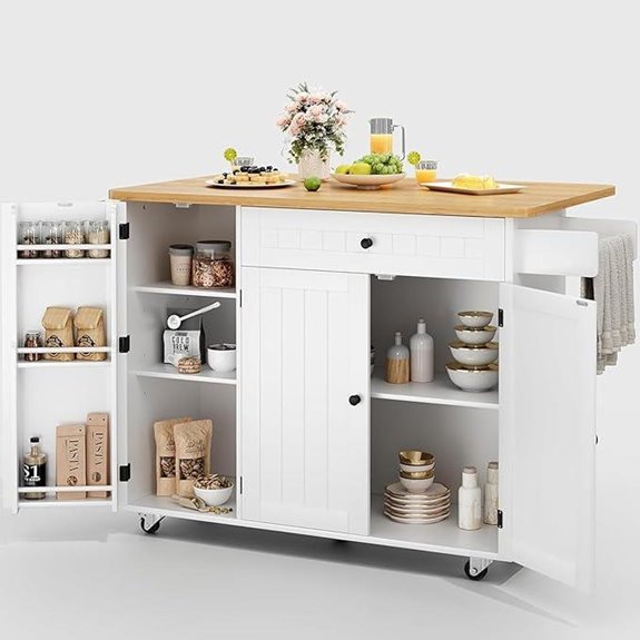 Kitchen Island with Storage and Drop Leaf