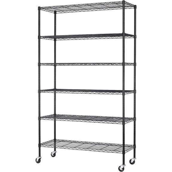 Heavy Duty 6-Tier Wire Shelving Unit with Wheels