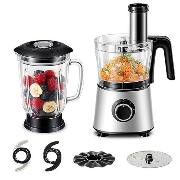 Sweetcrispy Food Processor Blender Combo with 6-Cup Jar