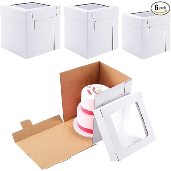 Tall Cake Boxes for Tiered Wedding Cakes (6 Pack)