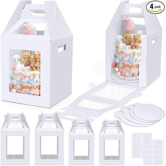 Tall Cake Boxes with Window 4 Pack