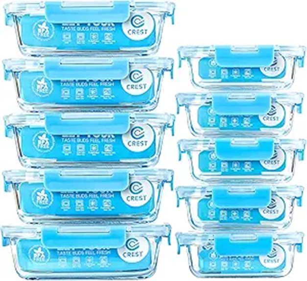 C CREST Glass Meal Prep Containers (10 Pack)