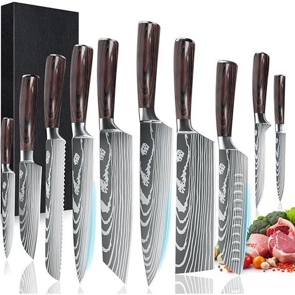 ZENG 10-Piece Kitchen Knife Set with Pakkawood Handles