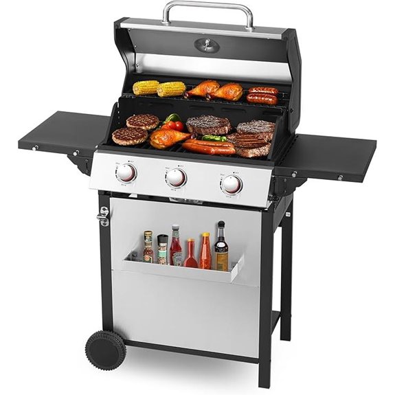 3-Burner Propane Gas Grill with Side Table