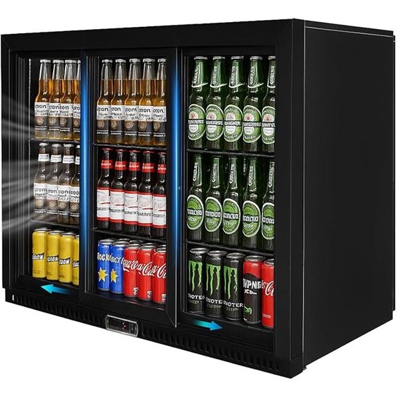 Commercial Back Bar Cooler with 3 Sliding Doors