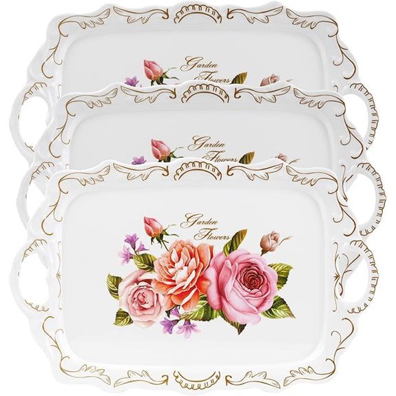 Nicunom 3-Pack Melamine Serving Trays with Handles