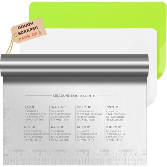 Stainless Steel Dough Scrapers with Handles (3 Pack)
