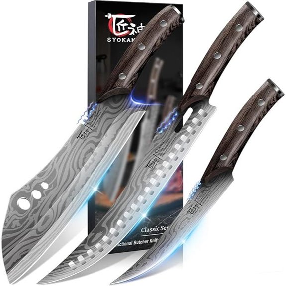Butcher Knife Set 3 Pieces for Meat and Cooking