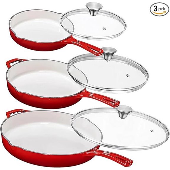Bruntmor 3-Piece Enameled Cast Iron Skillet Set