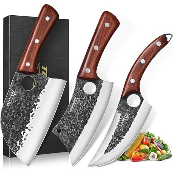 3-Piece Butcher Knife Set with Cleaver and Viking Knives