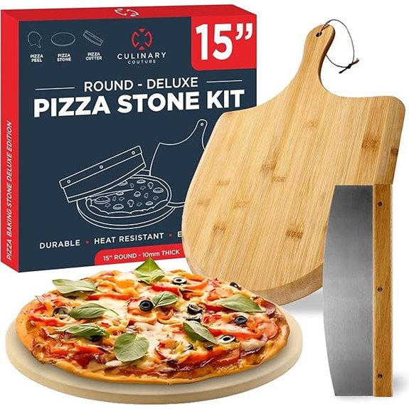 3PCS Pizza Stone Set with Peel & Cutter
