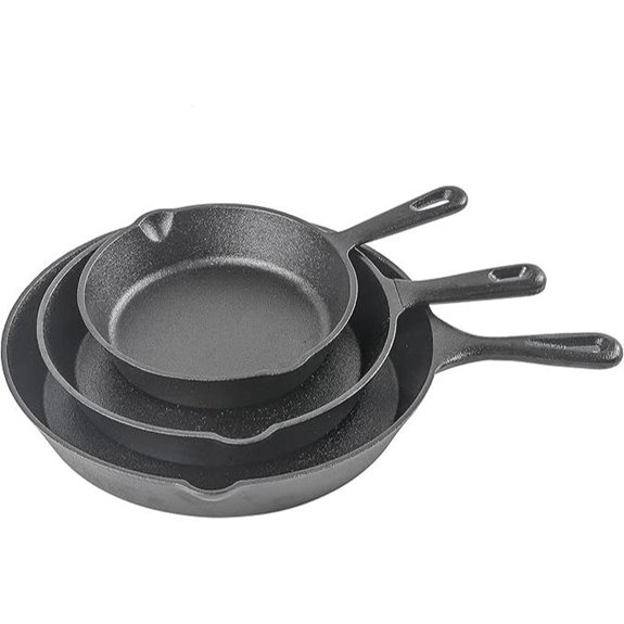 Commercial Cast Iron Skillet Set (3-Pieces)