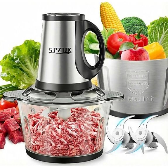 3-Speed Electric Food Processor with Dual Bowls