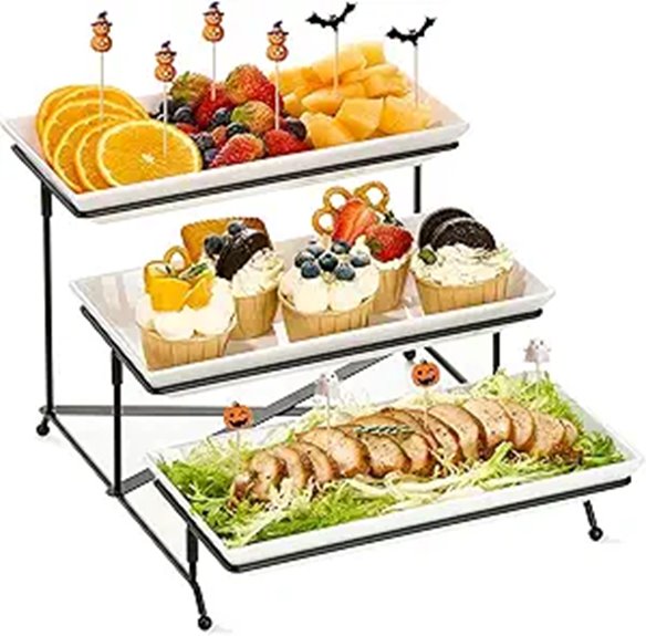 Mfacoy 3-Tier Serving Tray Set with Collapsible Stand