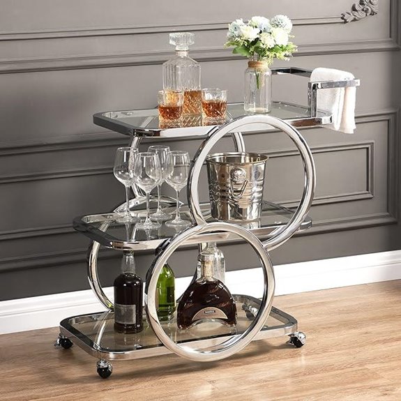 Home Bar Serving Cart with 3 Tiers on Wheels