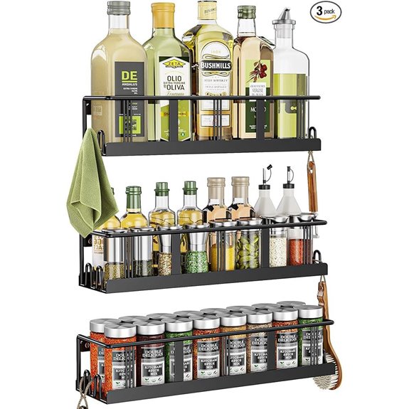Wall-Mounted 3-Pack Spice Rack Organizer