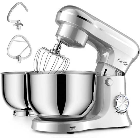 Facelle Tilt-Head Stand Mixer with Two Bowls