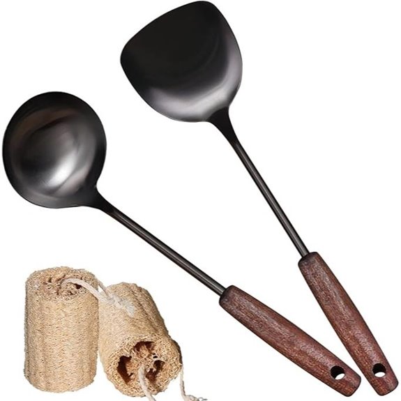 MARTE Titanium Wok Spatula & Ladle Set Stainless Steel