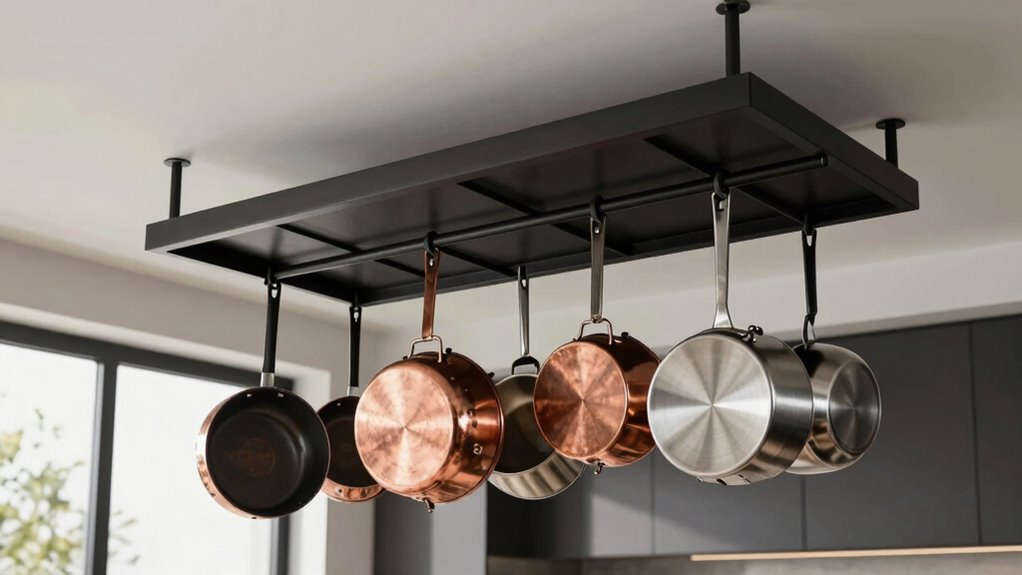 top ceiling mounted cookware racks