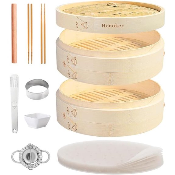 Bamboo Steamer Basket Set for Asian Cooking