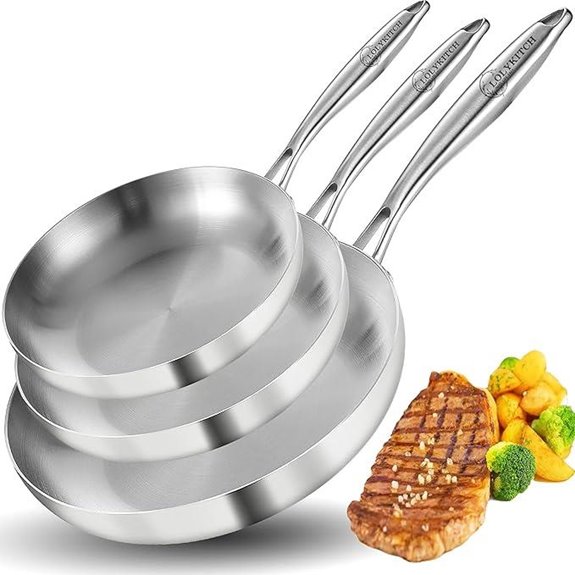 LOLYKITCH Tri-Ply Stainless Steel Frying Pan Set