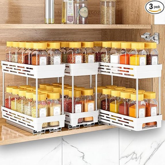 Pull Out Spice Rack Organizer 3 Pack 2 Tiers