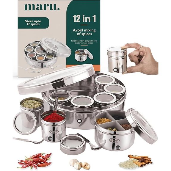 MARU 12-in-1 Stainless Steel Spice Box with Lids
