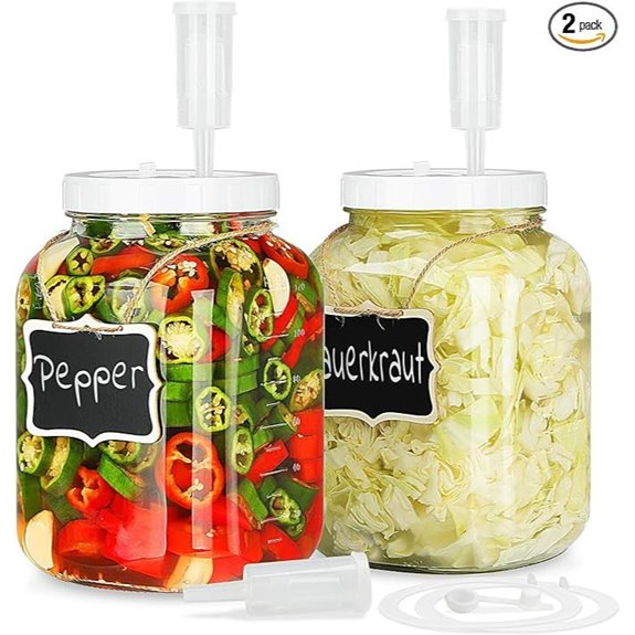 Folinstall 2 Pack 1-Gallon Fermentation Jars with Lids