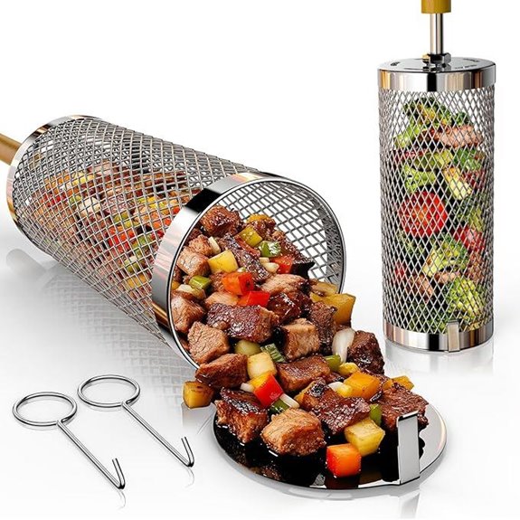 Rolling Grill Basket 2-Pack for Outdoor Cooking