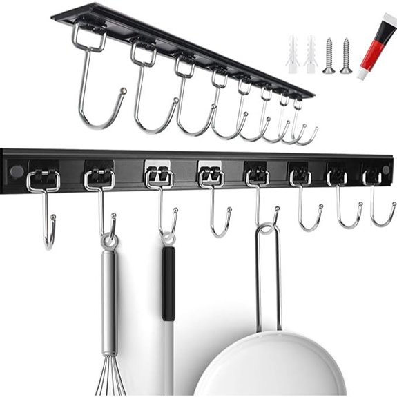2PCS 17-Inch Kitchen Utensil Racks with Hooks