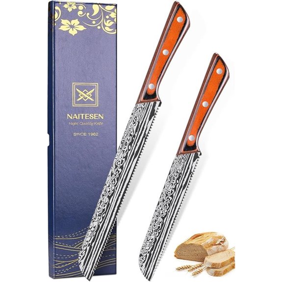 2PCS Serrated Bread Knife Set for Slicing Baguette