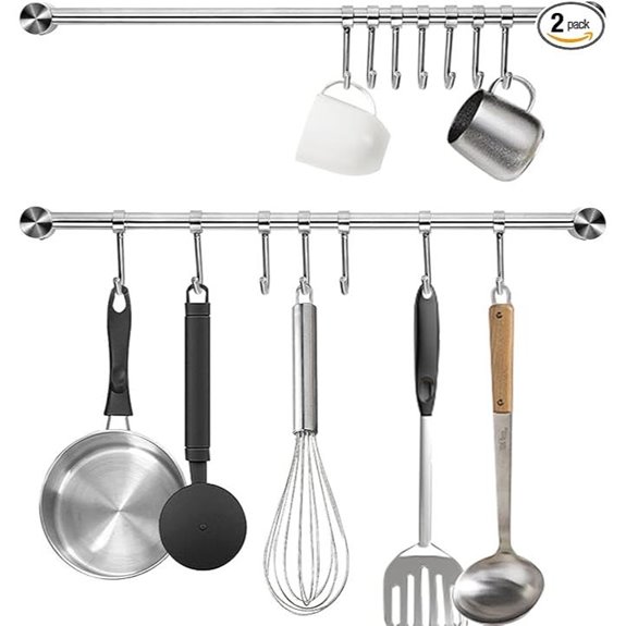Kitchen Utensil Rack 2 Pack with Hooks