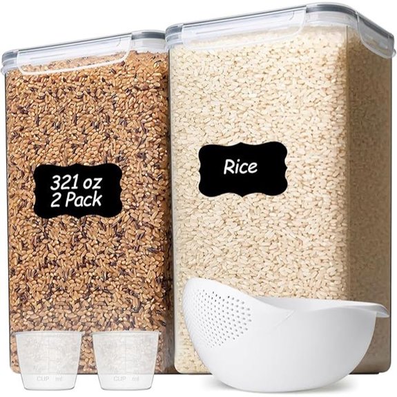 ComSaf 2-Pack Rice Containers with Lids and Washer