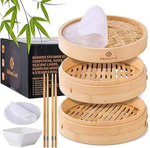 Bamboo Steamer Basket for Asian Cuisine 2-Tier