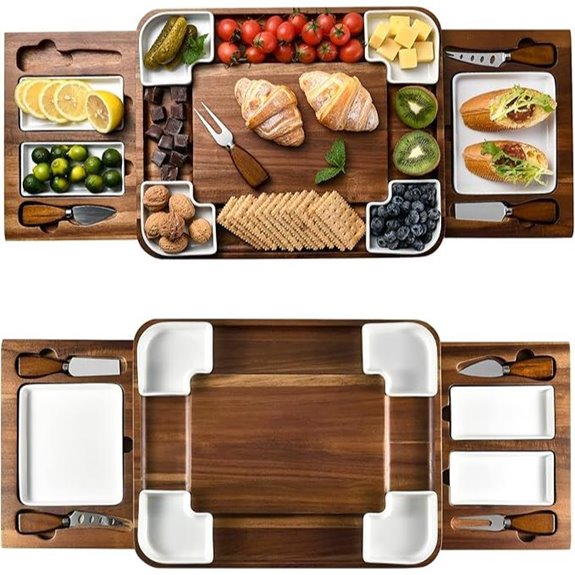 Shanik Upgraded Acacia Cheese Board & Cutlery Set