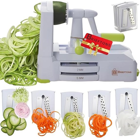 Brieftons 5-Blade Vegetable Spiralizer with Recipe Ebooks