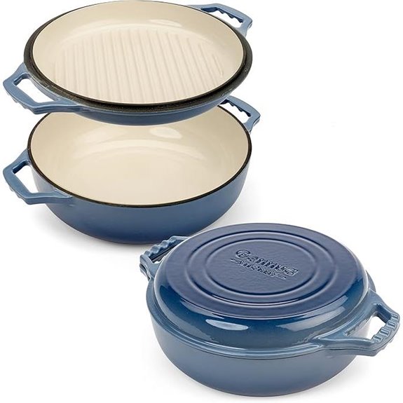 2-in-1 Cast Iron Braiser & Grill Pan