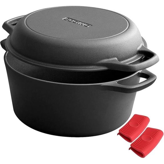 2-in-1 Cast Iron Dutch Oven and Skillet Set
