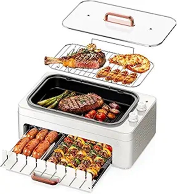 4-in-1 Electric Indoor Grill with Rotating Skewers