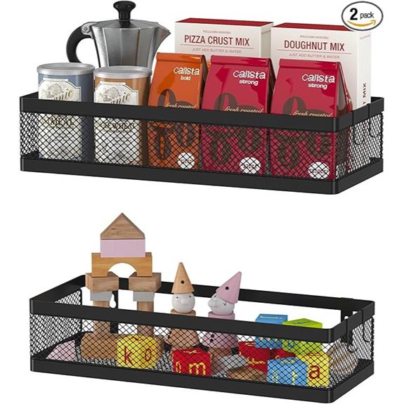 PUSDON Wall-Mount Metal Storage Baskets (2 Pack)