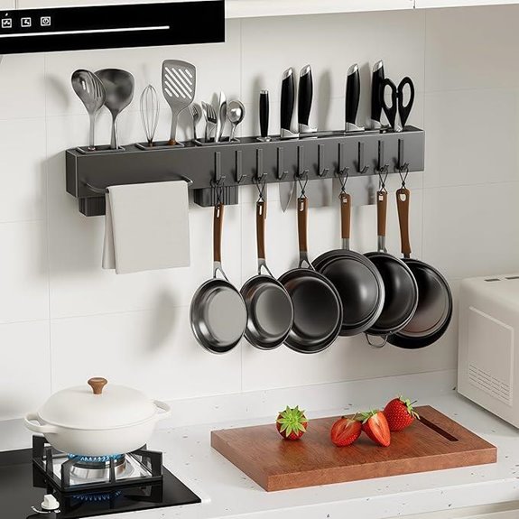 NET MEYA Wall Mounted Pot Rack with Hooks