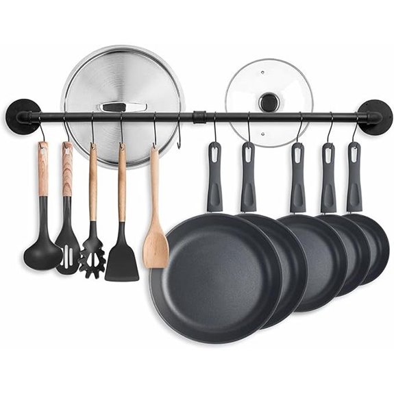 38.5 Inch Wall-Mounted Pot Rack with Hooks