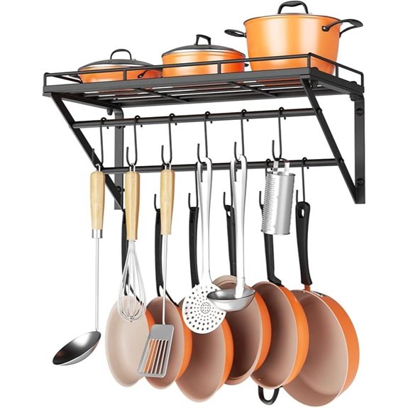 OROPY Wall Mounted Pot Rack with Hooks